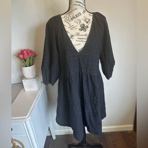 Free People Black Mini Babydoll Dress Size Medium - Picture 2 of 6
